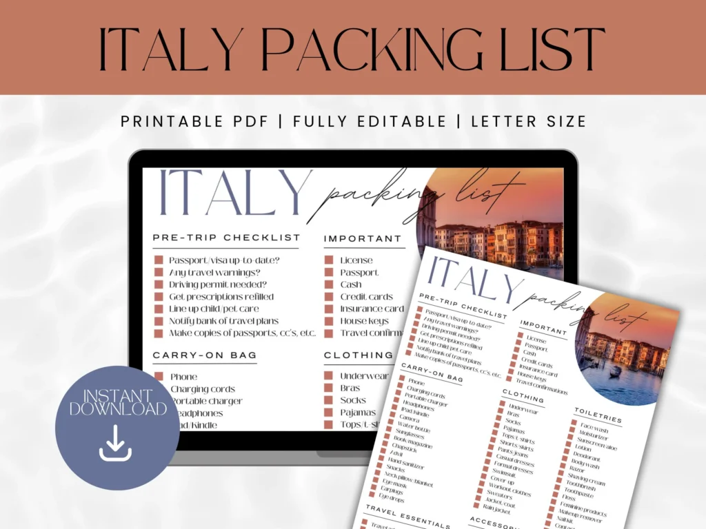 Europe packing checklist